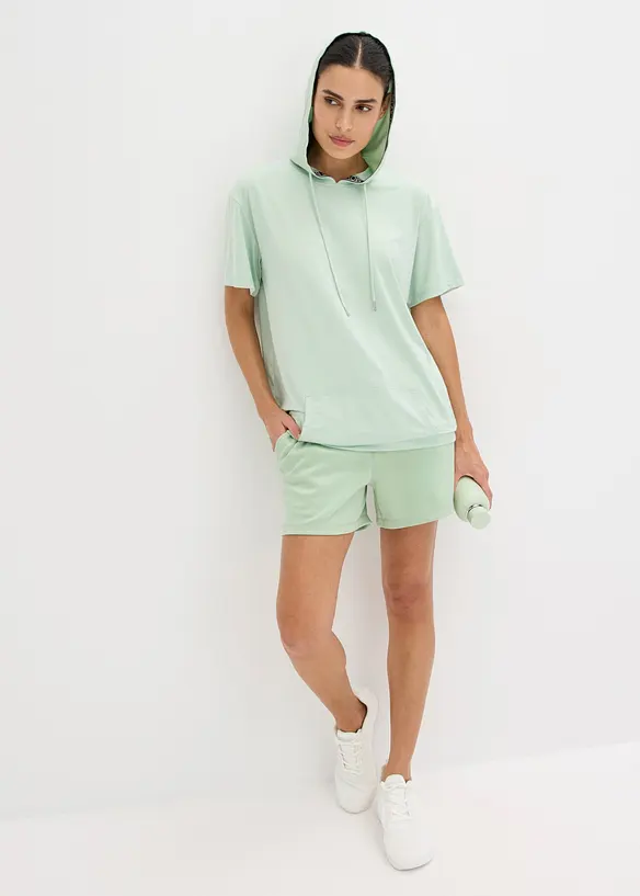 T-shirt de sport oversize avec capuche, s&eacute;chage rapide, bonprix