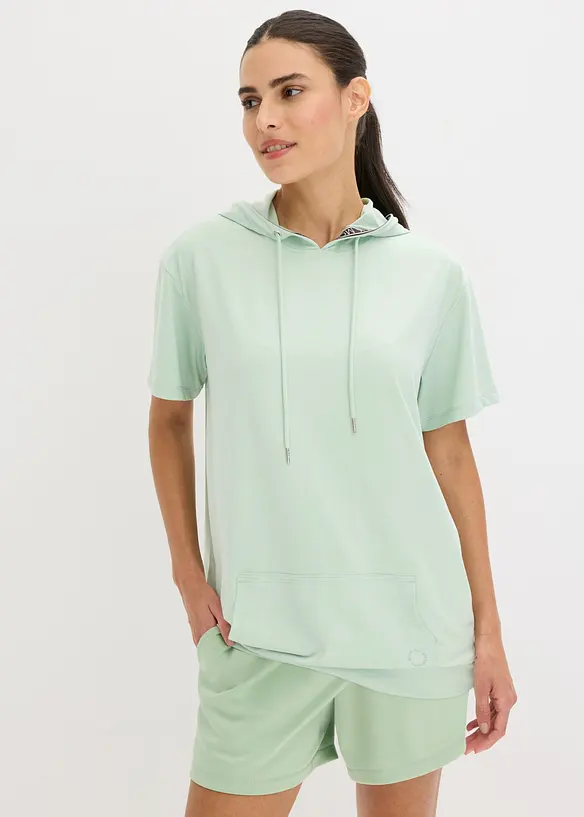 T-shirt de sport oversize avec capuche, s&eacute;chage rapide, bonprix