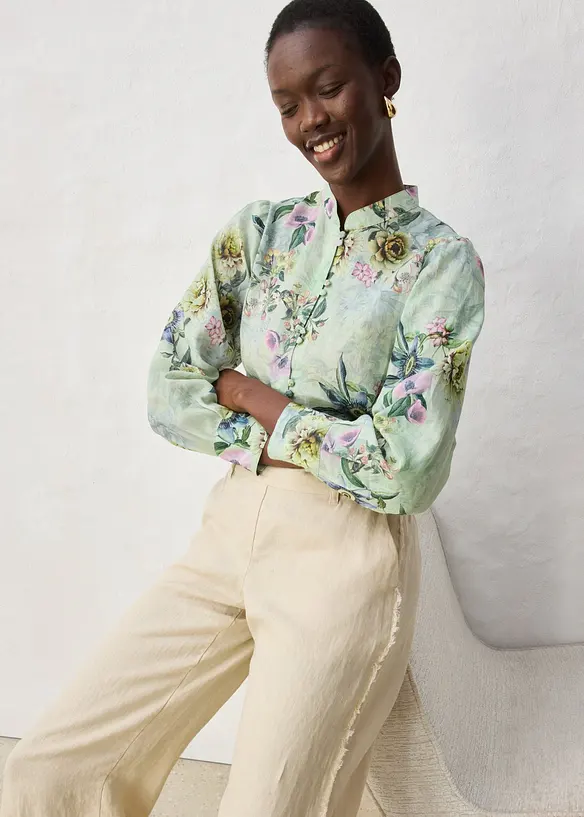 Leinenhose mit weitem Bein, bonprix