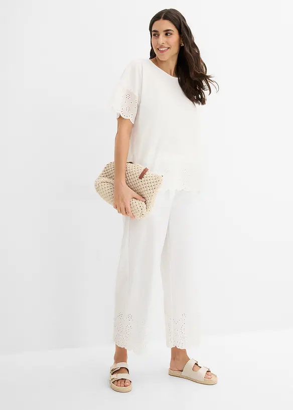 T-shirt avec broderie anglaise, bonprix