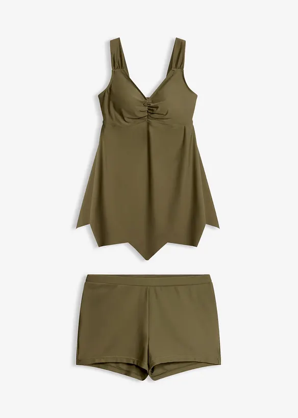Tankini long &agrave; base en zigzag (ens. 2&nbsp;pces), bonprix