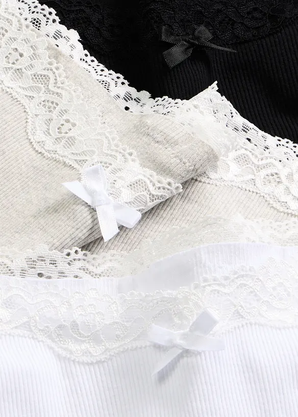 Gerippte Panty mit weicher Baumwolle und Spitzenband  (5er-Pack), bonprix
