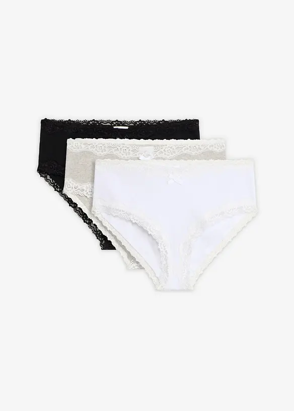 Gerippte Panty mit weicher Baumwolle und Spitzenband  (5er-Pack), bonprix