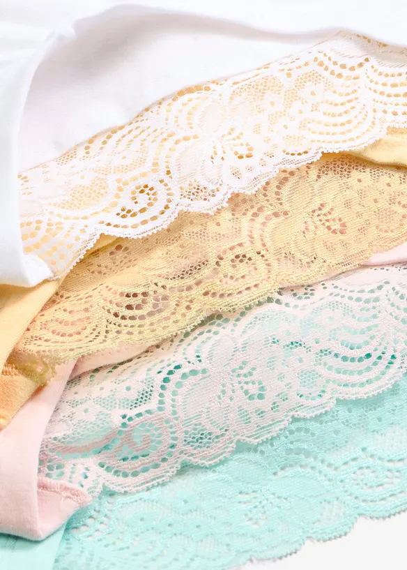 Panty aus weicher Baumwolle mit Spitzenband (4er Pack), bonprix