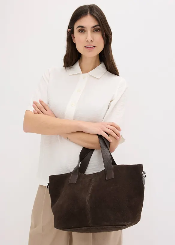 Sac &agrave; main en cuir velours, bonprix