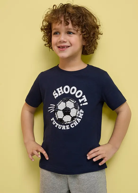 T-Shirt mit Wendepailletten aus reiner Bio-Baumwolle, bonprix