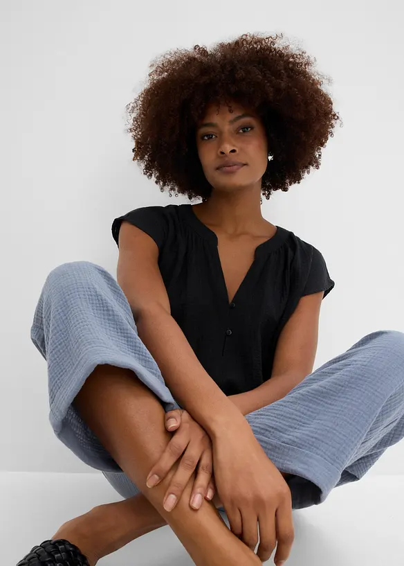 Pantalon large en gaze 100% coton, bonprix