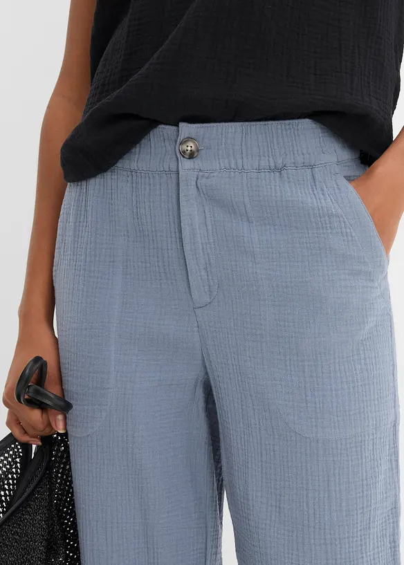 Pantalon large en gaze 100% coton, bonprix
