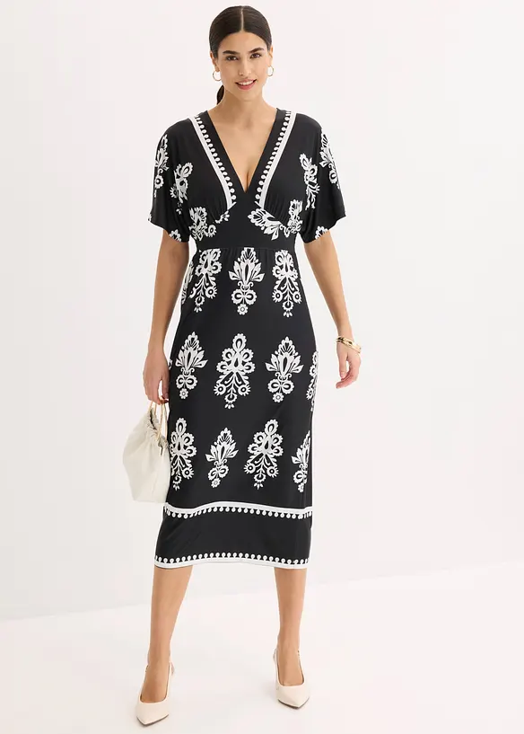 Jerseykleid mit tiefem Ausschnitt, bonprix