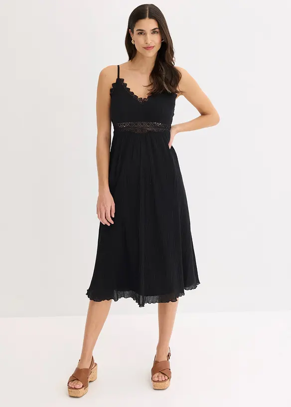Midikleid mit Spitzeneinsatz, bonprix