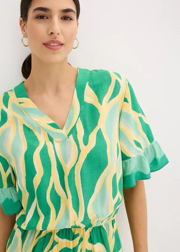 Chiffonkleid mit R&uuml;schen, bonprix