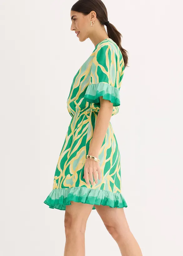 Chiffonkleid mit R&uuml;schen, bonprix