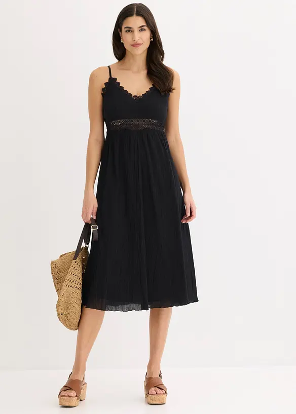 Midikleid mit Spitzeneinsatz, bonprix