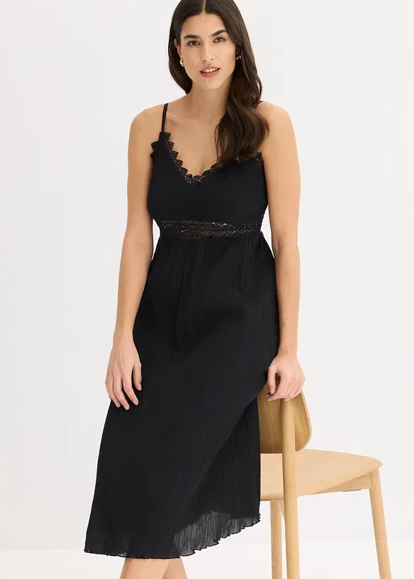 Midikleid mit Spitzeneinsatz, bonprix