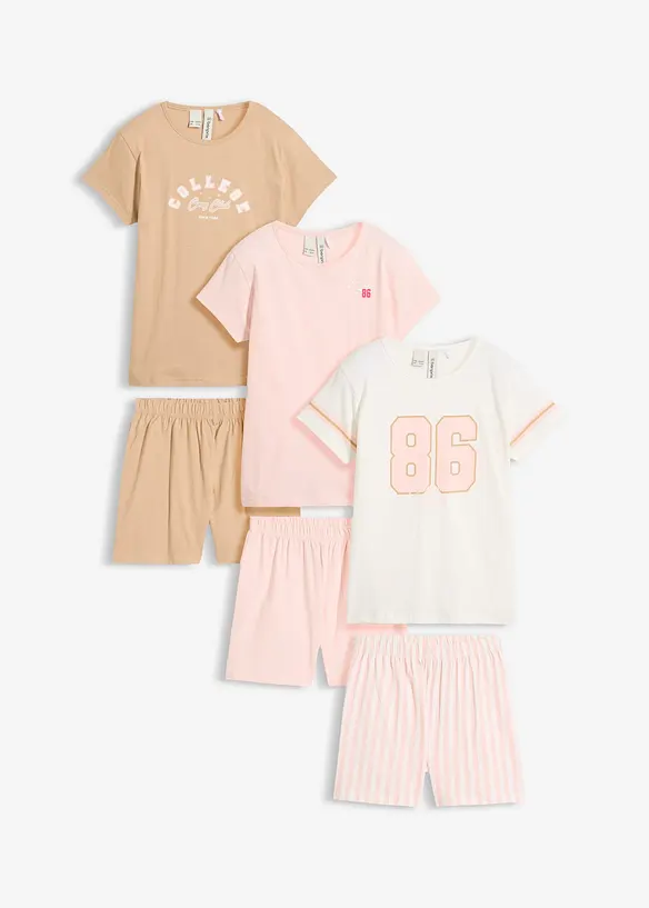 Lot de 3 pyjashorts 100% coton, bonprix