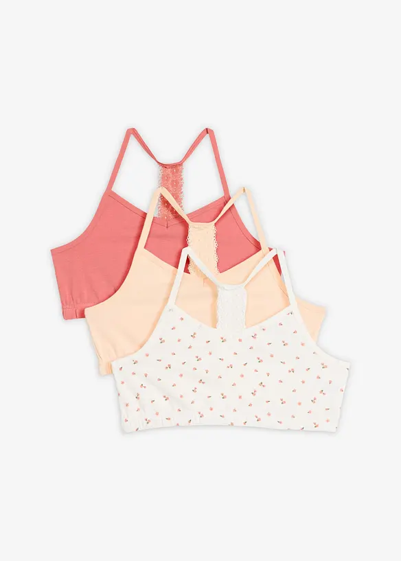 Bustier mit weicher Baumwolle und Spitze (3er Pack), bonprix