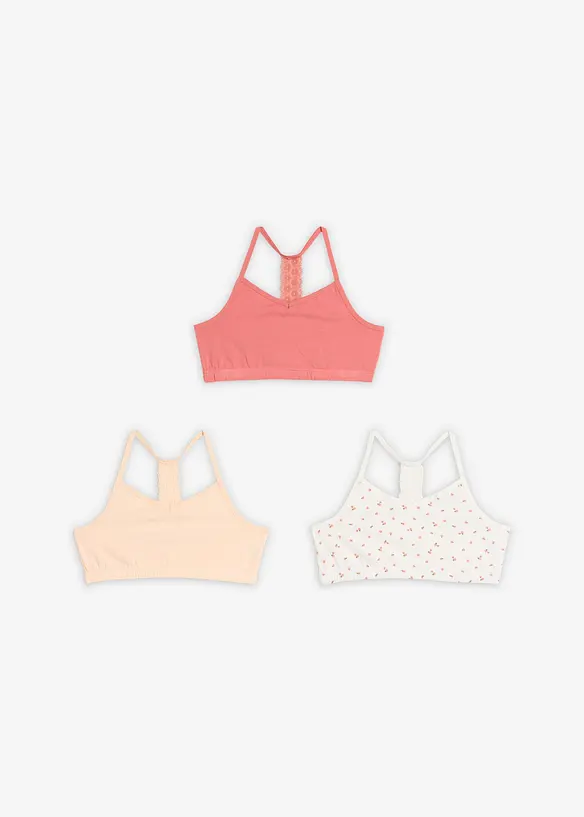 Bustier mit weicher Baumwolle und Spitze (3er Pack), bonprix
