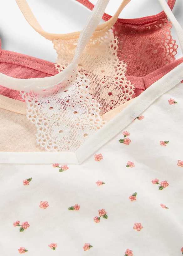 Bustier mit weicher Baumwolle und Spitze (3er Pack), bonprix