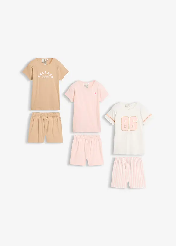 Lot de 3 pyjashorts 100% coton, bonprix