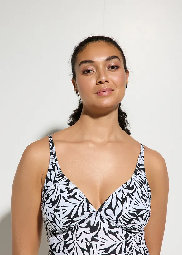 Maillot 1 pi&egrave;ce sculptant, maintien l&eacute;ger, encolure V, bonprix