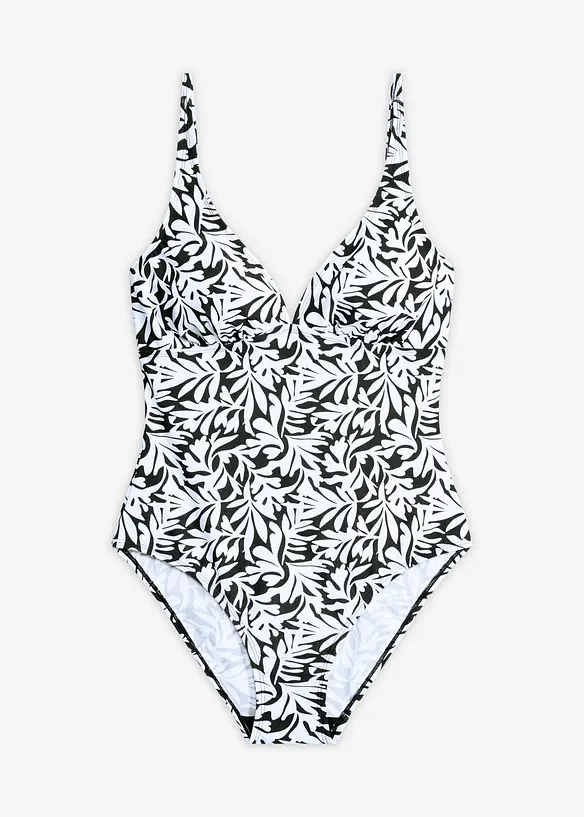 Maillot 1 pi&egrave;ce sculptant, maintien l&eacute;ger, encolure V, bonprix