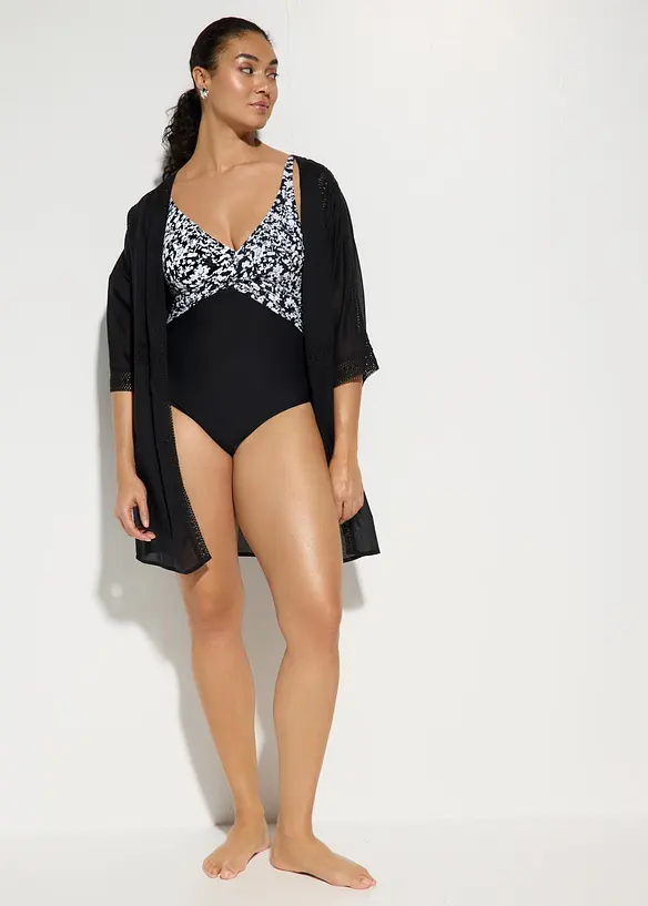 Maillot 1 pi&egrave;ce sculptant style crois&eacute;, maintien l&eacute;ger, bonprix