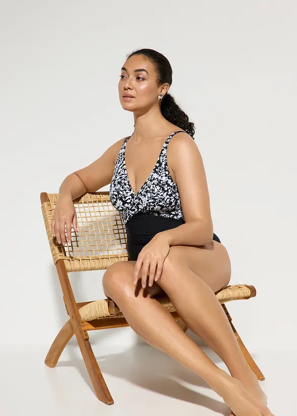 Maillot 1 pi&egrave;ce sculptant style crois&eacute;, maintien l&eacute;ger, bonprix