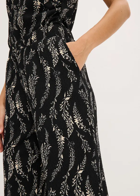 Top en jersey et pantalon (ens. 2&nbsp;pces) en cr&ecirc;pe textur&eacute;, bonprix