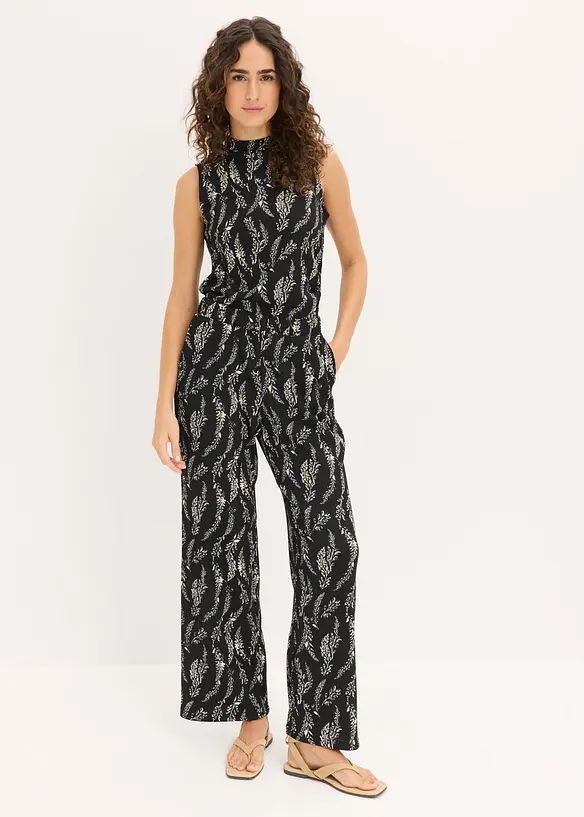 Top en jersey et pantalon (ens. 2&nbsp;pces) en cr&ecirc;pe textur&eacute;, bonprix