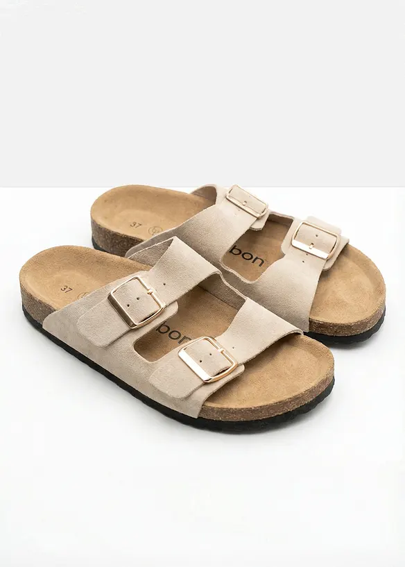 Mules en cuir velours, bonprix