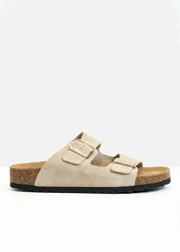 Mules en cuir velours, bonprix