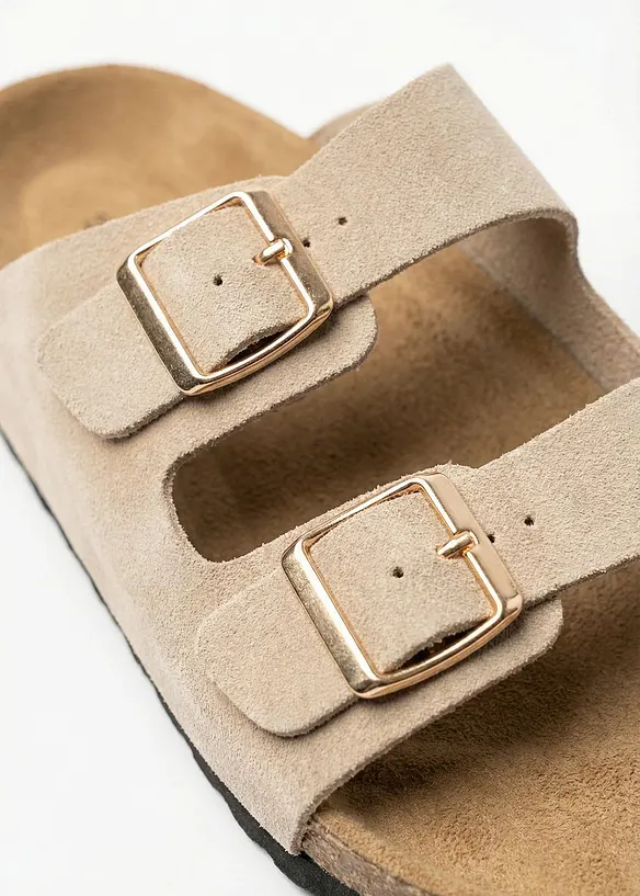 Mules en cuir velours, bonprix