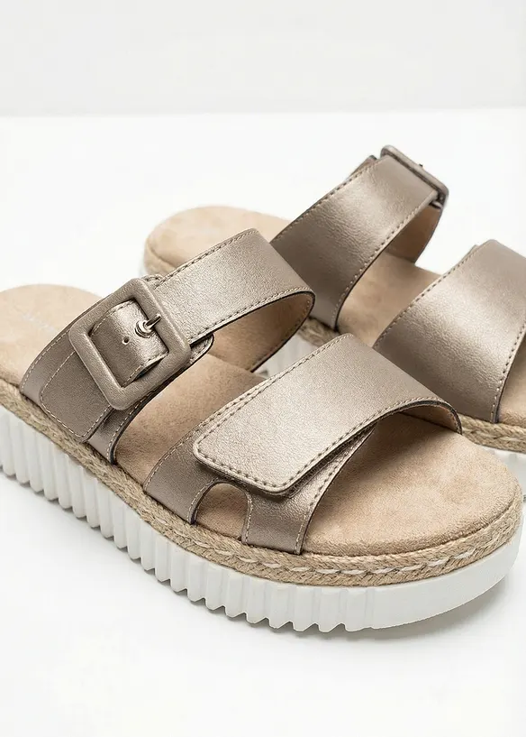 Mules compens&eacute;es Tom Tailor &agrave; fermeture auto-agrippante, Tom Tailor