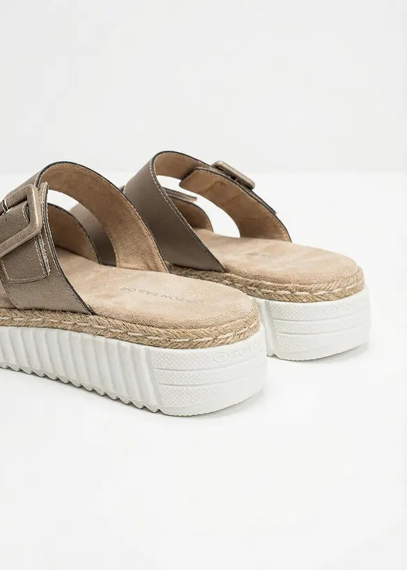 Mules compens&eacute;es Tom Tailor &agrave; fermeture auto-agrippante, Tom Tailor