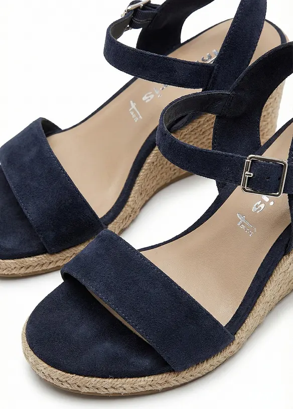 Sandales compens&eacute;es Tamaris aspect raphia, Tamaris