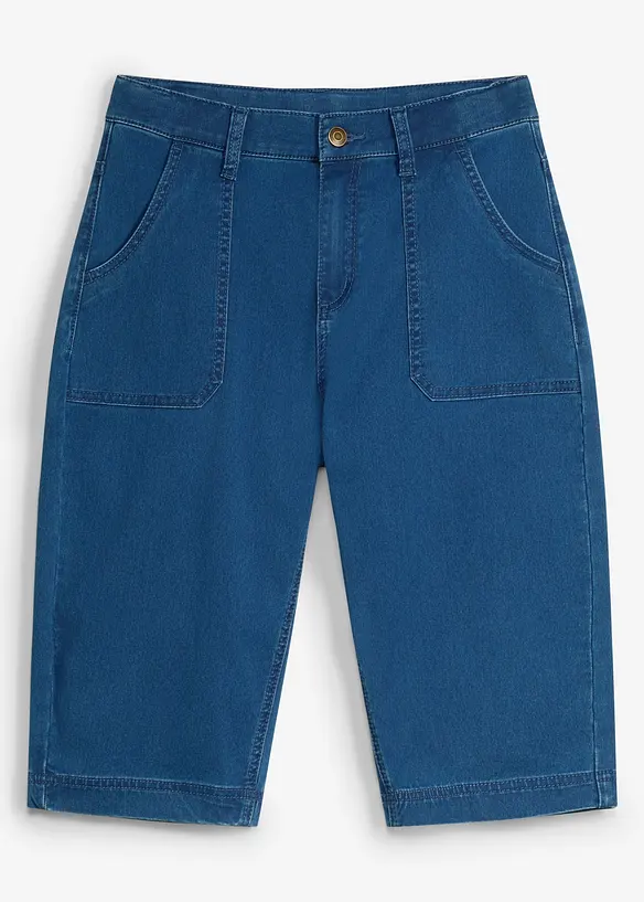 Bermuda long et loose en jean &agrave; taille r&eacute;glable, bonprix