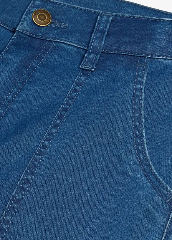Bermuda long et loose en jean &agrave; taille r&eacute;glable, bonprix