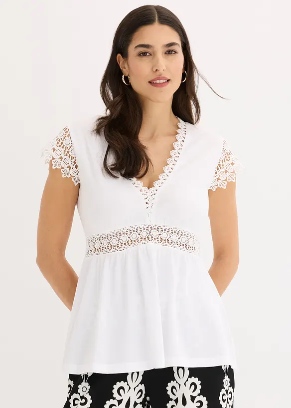 T-shirt &agrave; dentelle, bonprix