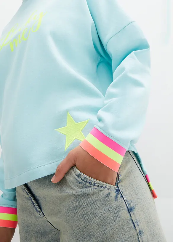 Sweat oversize &agrave; finitions multicolores, 100% coton, bonprix