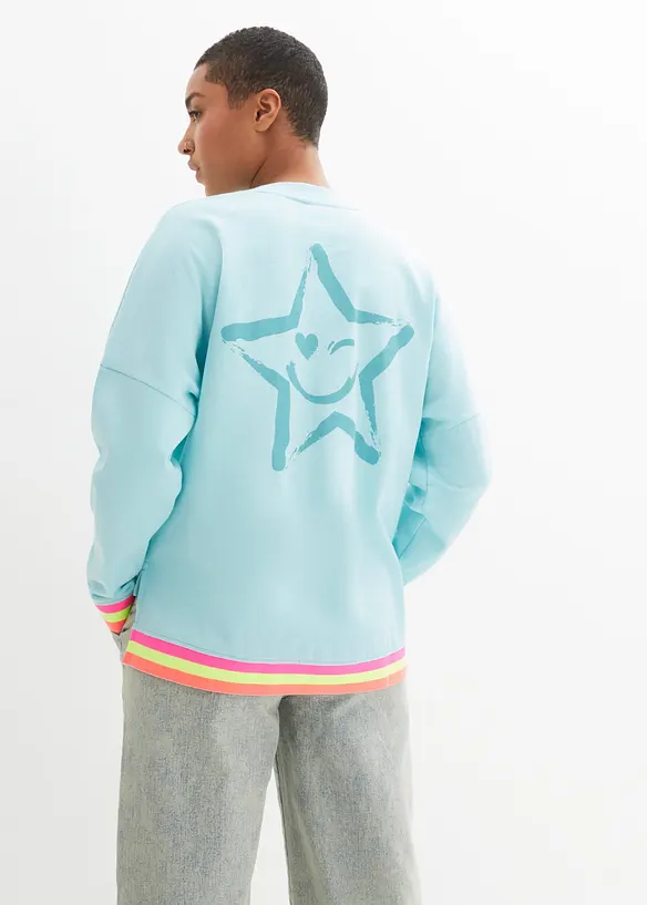 Sweat oversize &agrave; finitions multicolores, 100% coton, bonprix