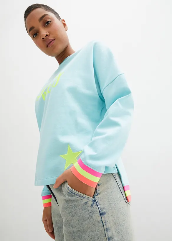 Sweat oversize &agrave; finitions multicolores, 100% coton, bonprix