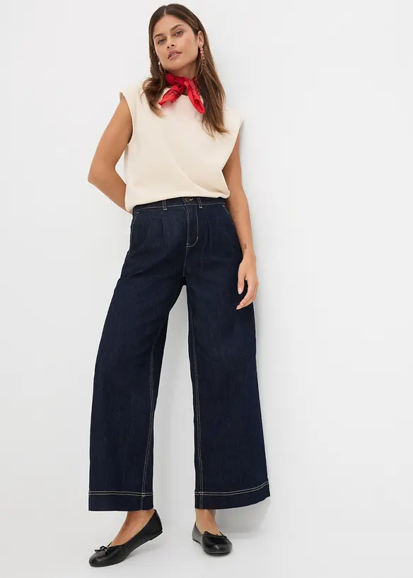 Wide-Leg-Jeans High Waist, Bequembund, bonprix