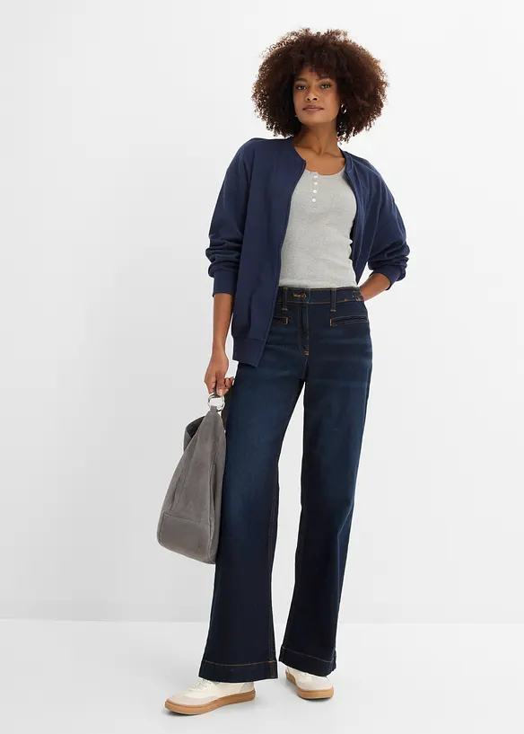 Jean large taille mi-haute &eacute;lastiqu&eacute;e, bonprix