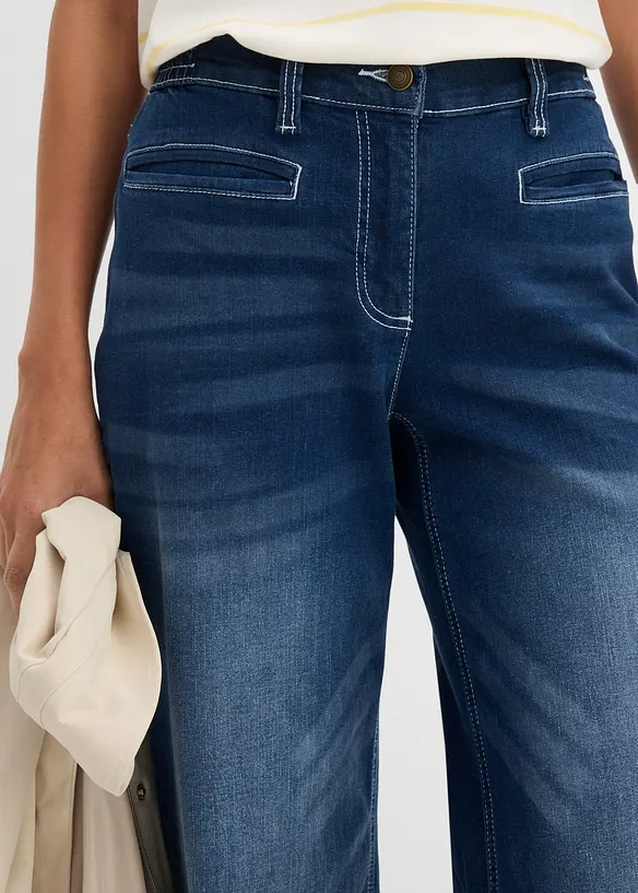 Jean large taille mi-haute &eacute;lastiqu&eacute;e, bonprix