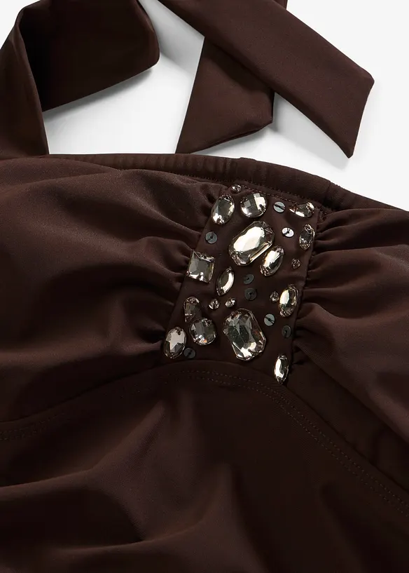 Maillot 1 pi&egrave;ce sculptant, maintien l&eacute;ger, avec strass, bonprix