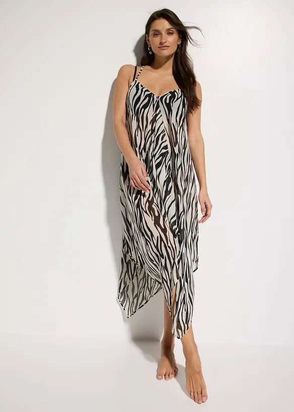 Transparentes Strand Maxikleid aus leichtem Chiffon, bonprix