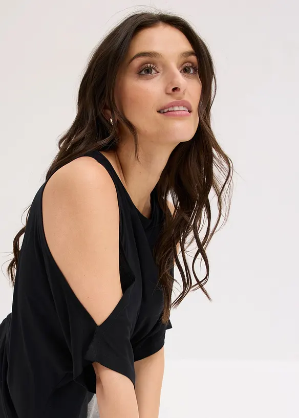 T-shirt en viscose avec d&eacute;coupes, bonprix