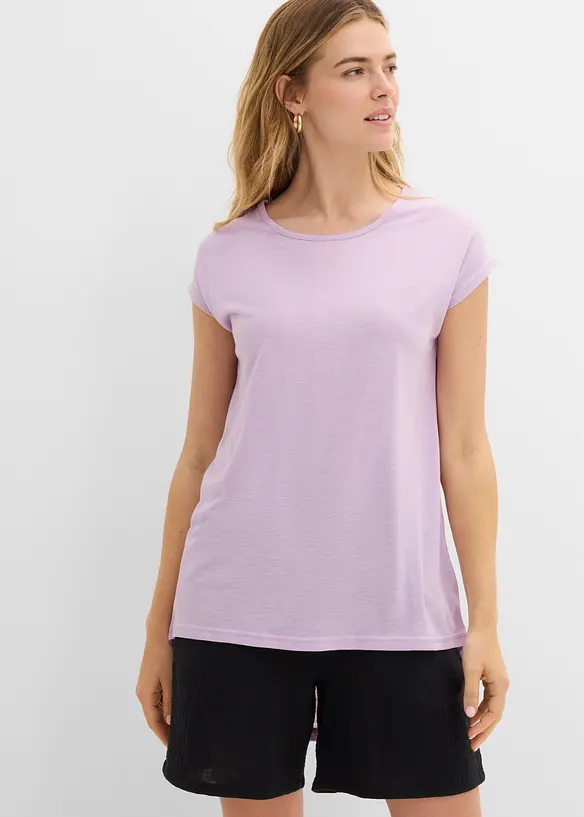 T-shirt long en viscose m&eacute;lang&eacute;e, bonprix