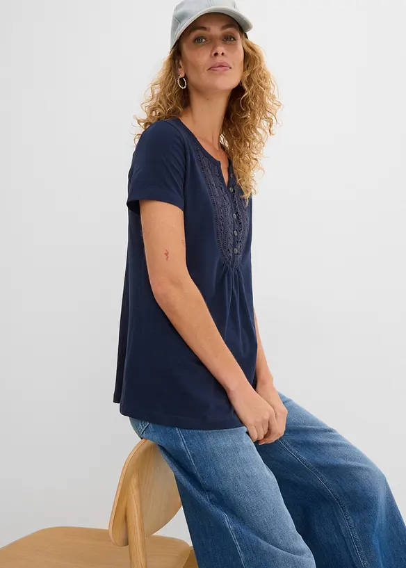 Baumwoll Flammgarn-Shirt, Kurzarm, bonprix