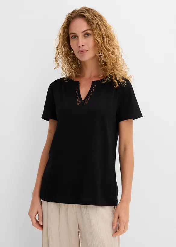 T-shirt &agrave; encolure originale, bonprix